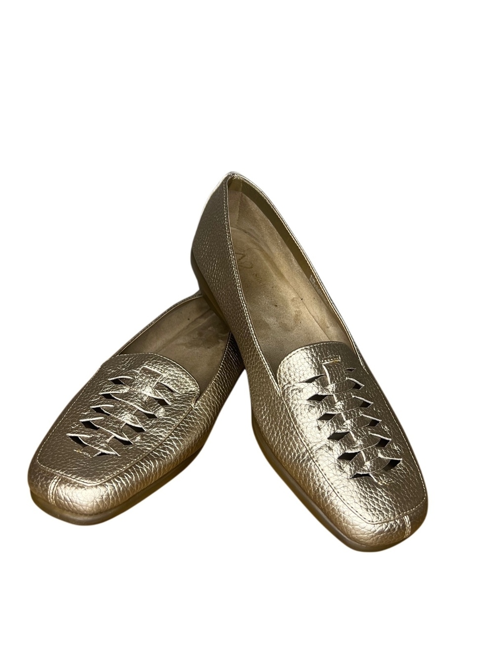 A2 by Aerosoles Alabaster Metallic Gold Woven Loafer Flats Women’s 8.5 M